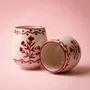 Carafes - Floral Motif Drink cup | Hand-Painted Ceramic Stoneware | 3 Inch - CASA AMAROSA