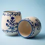 Carafes - Floral Motif Drink cup | Hand-Painted Ceramic Stoneware | 3 Inch - CASA AMAROSA