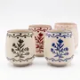 Carafes - Floral Motif Drink cup | Hand-Painted Ceramic Stoneware | 3 Inch - CASA AMAROSA