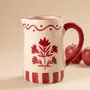 Ceramic - Floral Striped Pitcher | Hand-painted Ceramic | 6 Inch - CASA AMAROSA