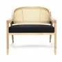 Lounge chairs for hospitalities & contracts - Low Lounge Armchair Wormley, seat fur, frame solid wood, cane & brass - DUISTT