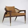 Lounge chairs for hospitalities & contracts - Low Lounge Armchair Wormley, seat fur, frame solid wood, cane & brass - DUISTT