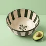 Bowls - Striped Floral Serving Bowl | Hand-crafted Ceramic | 5.5x5.5 - CASA AMAROSA