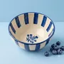 Bowls - Striped Floral Serving Bowl | Hand-crafted Ceramic | 5.5x5.5 - CASA AMAROSA