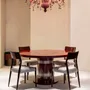 Tables for hotels - Round Dining Table diam 145cm LUNE - in Red lacquered wood - DUISTT
