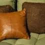 Coussins - La Housse de Coussin Four Leather Panel - Camel - 40x40 - BAZAR BIZAR LIVING