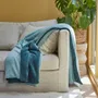 Plaids - Plaid polaire bicolore vert sauge/bleu céladon - SYLVIE THIRIEZ
