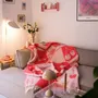 Plaids - Plaid en laine rouge cerise et rose tendre - KLEKKS NO. 33 - KLEKKS