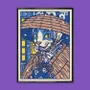 Affiches - Affiche "Chat quittant un restaurant sous la neige" - Format 30x40cm - YEAAAH! STUDIO