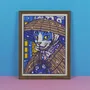 Affiches - Affiche "Chat quittant un restaurant sous la neige" - Format 30x40cm - YEAAAH! STUDIO