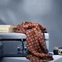 Scarves - KADMAT MEN'S SCARF — FLORAL PATTERNS PRINTED CAMEL & BLUE ORGANIC COTT - AV08 PARIS