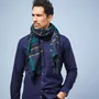 Foulards et écharpes - ÉCHARPE HOMME SKOMER — TARTAN ÉCOSSAIS MARINE, VERT & BEIGE EN LAINE - AV08 PARIS