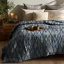 Bed linens - linen quilted blanket - Indian blue print - NORRAVILLA
