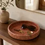 Objets de décoration - Plateau décoratif rond en travertin rouge – Fabriqué en Italie - KALU CREATIONS