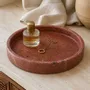 Objets de décoration - Plateau décoratif rond en travertin rouge – Fabriqué en Italie - KALU CREATIONS