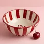 Bowls - Striped Floral Serving Bowl | Hand-crafted Ceramic | 5.5x5.5 - CASA AMAROSA