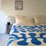 Throw blankets - Cotton Throw Blanket in Blue & White – KLEKKS NO. 37 - KLEKKS