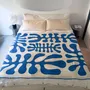 Throw blankets - Cotton Throw Blanket in Blue & White – KLEKKS NO. 37 - KLEKKS