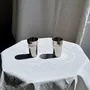 Glass - Set of 2 vintage stainless steel tumblers H12 D7 - OFFICE OBJETS