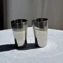 Glass - Set of 2 vintage stainless steel tumblers H12 D7 - OFFICE OBJETS
