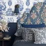 Couettes et oreillers  - Taie d'oreiller 100 % lin - Motif aneth nordique bleu indigo - NORRAVILLA