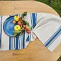 Nappes - Chemin de table en lin épais – Rayures de Liège bleues – 100 % lin - NORRAVILLA