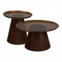 Coffee tables - Coffee table set, Orvieto ash veneer/glass, brown, ø80x42 & ø50x48 cm cm - HOUSE NORDIC