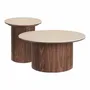Coffee tables - Coffee table set, Delphi Coffee table, ceramic table top, travertine/dark brown, ø80x40 & ø45x50 cm - HOUSE NORDIC