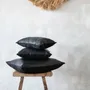 Cushions - The Four Panel Leather Cushion Cover - Black - 40x40 - BAZAR BIZAR LIVING