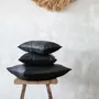 Cushions - The Four Panel Leather Cushion Cover - Black - 60x60 - BAZAR BIZAR LIVING