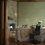 Linge d'office - Nappe en lin avec imprimé Perroquet, coloris Écume de Mer - CHAMOIS