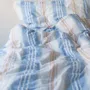 Beds - striped duvet cover - white with blue - OTTOMANIA