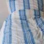 Beds - striped duvet cover - white with mediterranean blue - OTTOMANIA
