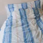 Lits - housse de couette rayée - blanc et bleu méditerranéen - OTTOMANIA