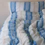 Lits - housse de couette rayée - blanc et bleu méditerranéen - OTTOMANIA