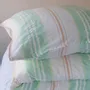 Lits - housse de couette rayée - blanc et vert frais - OTTOMANIA
