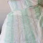 Lits - housse de couette rayée - blanc et vert frais - OTTOMANIA