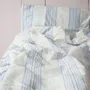 Beds - striped duvet cover - white with greek blue - OTTOMANIA