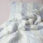 Beds - striped duvet cover - white with greek blue - OTTOMANIA