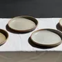 Everyday plates - Set of 6 handmade beige and brown glazed stoneware plates D20 H3 - OFFICE OBJETS