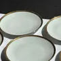 Formal plates - Set of 6 large vintage white porcelain plates with a gold border - OFFICE OBJETS