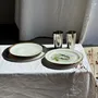 Formal plates - Set of 6 large vintage white porcelain plates with a gold border - OFFICE OBJETS