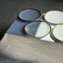 Formal plates - Set of 6 large vintage white porcelain plates with a gold border - OFFICE OBJETS