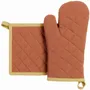 Potholders - Recycled oven glove and pot holder set Grace Cuivre 18 X 32 - MAISON VIVARAISE - SDE VIVARAISE WINKLER