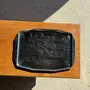 Napkins - Vintage rectangular tray in silver plated metal with handles L37 Lg27 - OFFICE OBJETS