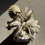 Decorative objects - Small vintage floral chandelier in cream painted metal with 3 light ar - OFFICE OBJETS