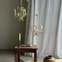 Decorative objects - Small vintage floral chandelier in cream painted metal with 3 light ar - OFFICE OBJETS