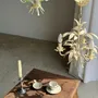 Decorative objects - Small vintage floral chandelier in cream painted metal with 3 light ar - OFFICE OBJETS