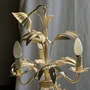 Decorative objects - Small vintage floral chandelier in cream painted metal with 3 light ar - OFFICE OBJETS