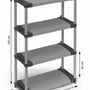 Etagères - Mongardi : Étagère en résine à 4 niveaux, Facile à monter, Résistante, Charge maximale 50 kg, Système modulaire, Intérieur et Extérieur, 80L × 39,5P × 165H cm, Gris et Noir - MONGARDI